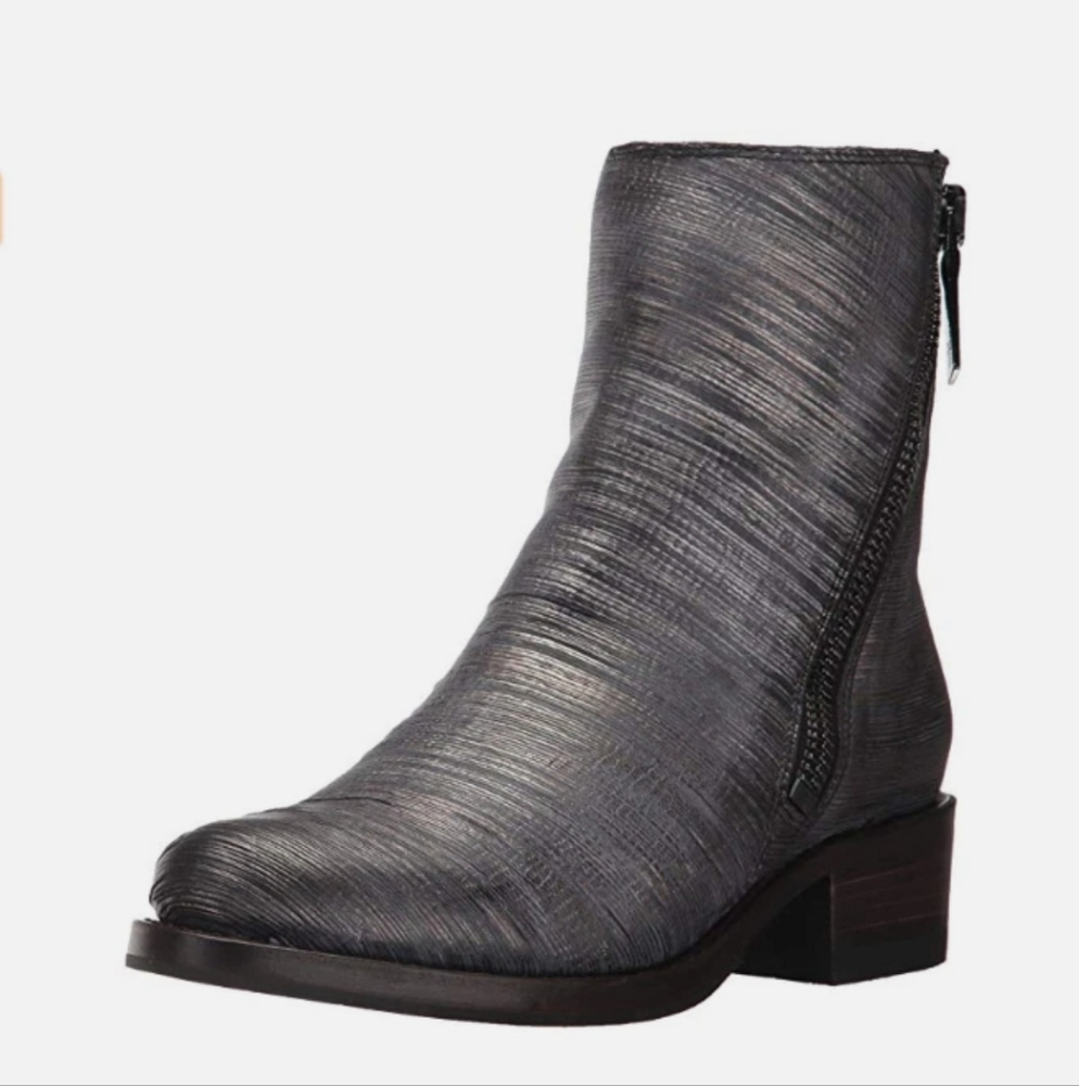 Frye Demi Zip Bootie Pewter Cut Metallic Boot Size Women's  8.5 $328